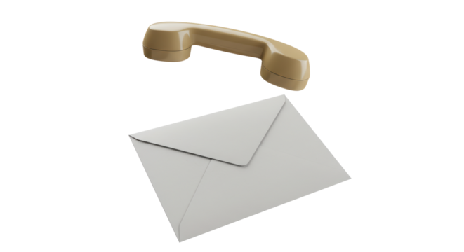Isolated Phone Handset Above Envelope Communication