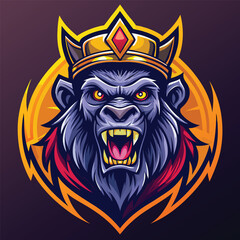 Kingly Beast of the Jungle - Vibrant and Majestic Gorilla, Vector Icon Illustration