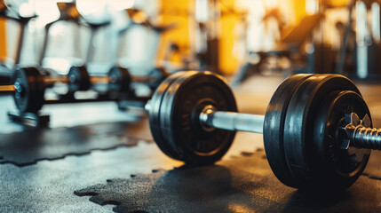 Obraz premium Gym, equipped with weights and various exercise tools, creating environment for effective workouts and strength training 