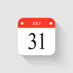 Vector icon page day calendar - 31 July month