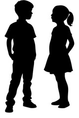 Set of kids boy and girl silhouette isolated on white background