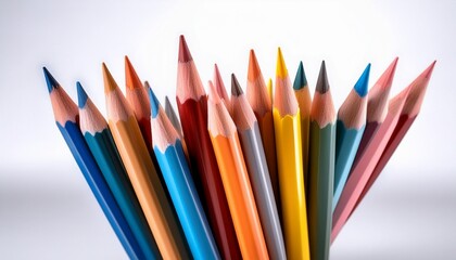 Fototapeta premium color pencils on white background