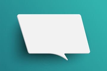 White rectangle speech bubble on green background