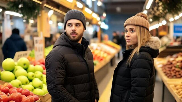 young couple shopping 