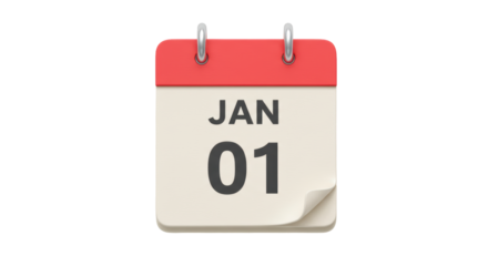 Isolated January 1st Calendar Page