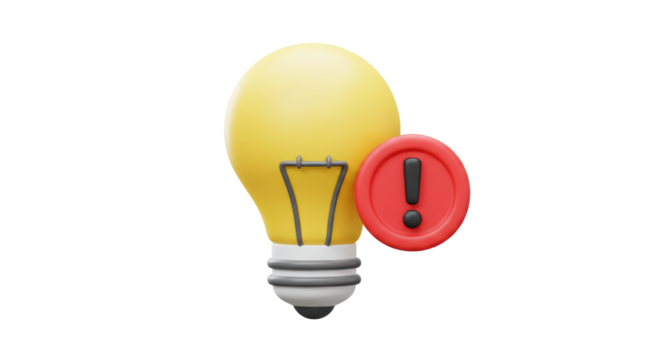 Isolated Light Bulb with Exclamation Mark - Powered by Adobe