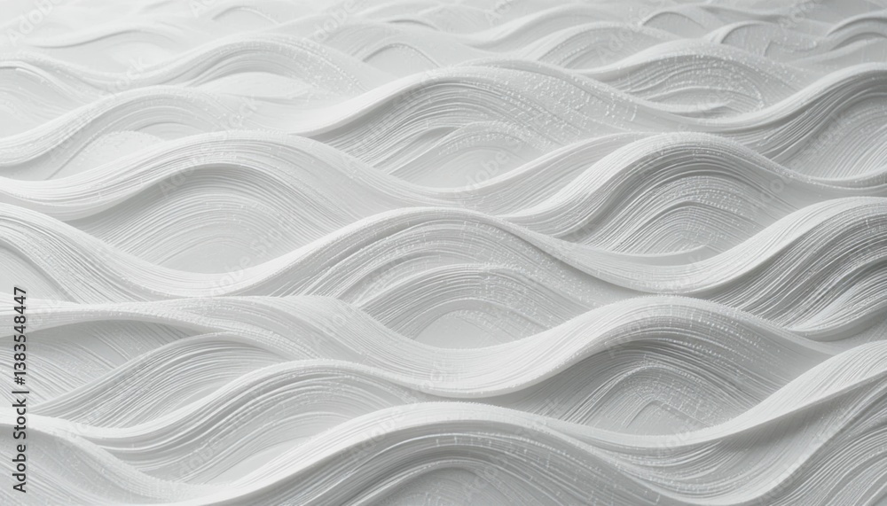 Poster flowing wave patterns abstract art white texture minimalist design smooth surface contemporary conce