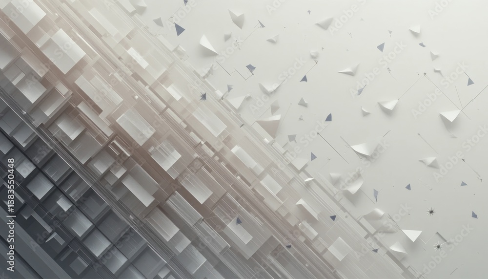Poster dynamic 3d geometric shapes abstract digital space graphic design modern aesthetics high-quality ren