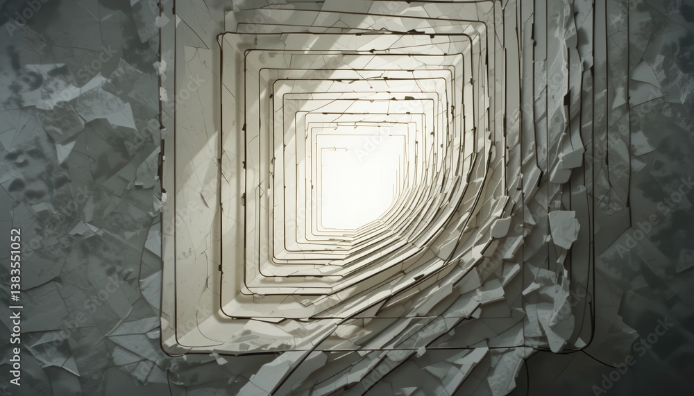 Poster illuminated tunnel perspective abstract architecture digital artwork minimalist environment artistic