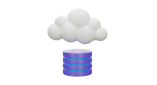 Isolated Cloud Storage Database on White Background
