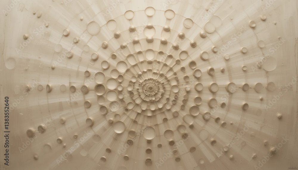 Poster dynamic circular patterns in art installation urban gallery visual artwork contemporary environment 