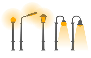 5 unterschiedliche Stra&szlig;enlaternen-Designs