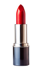 Fototapeta premium Red lipstick product isolated on white background, ideal for fashion, beauty brand, and cosmetics-related visuals.