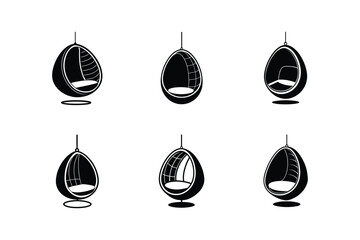 hanging egg chair silhouette vector illustration