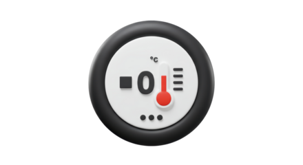 Isolated Minimalist Thermometer at Zero Degrees Celsius