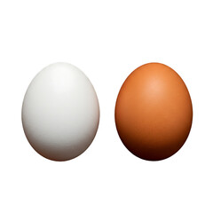 White and brown egg isolated on white background 