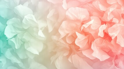 soft and delicate floral composition with gradient colors. The flowers in the frame have multiple layers of petals creating a full and romantic texture 