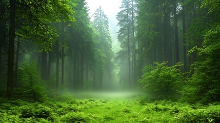 Obraz premium Misty Forest Path