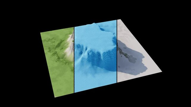 Dynamic Texture Swapping: using shaders to alter object appearance in 3D graphics education. Seamless loop. 3D rendering. Black background.