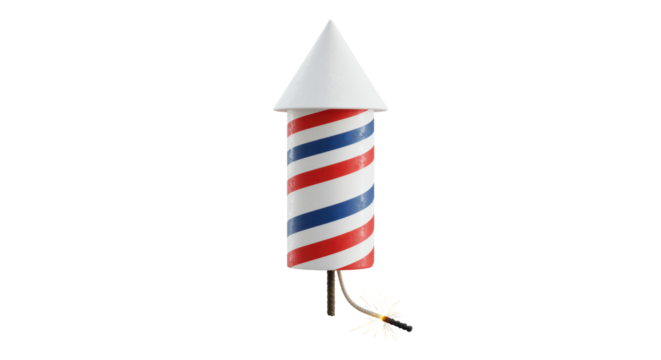 Isolated Firecracker with Red White and Blue Stripes