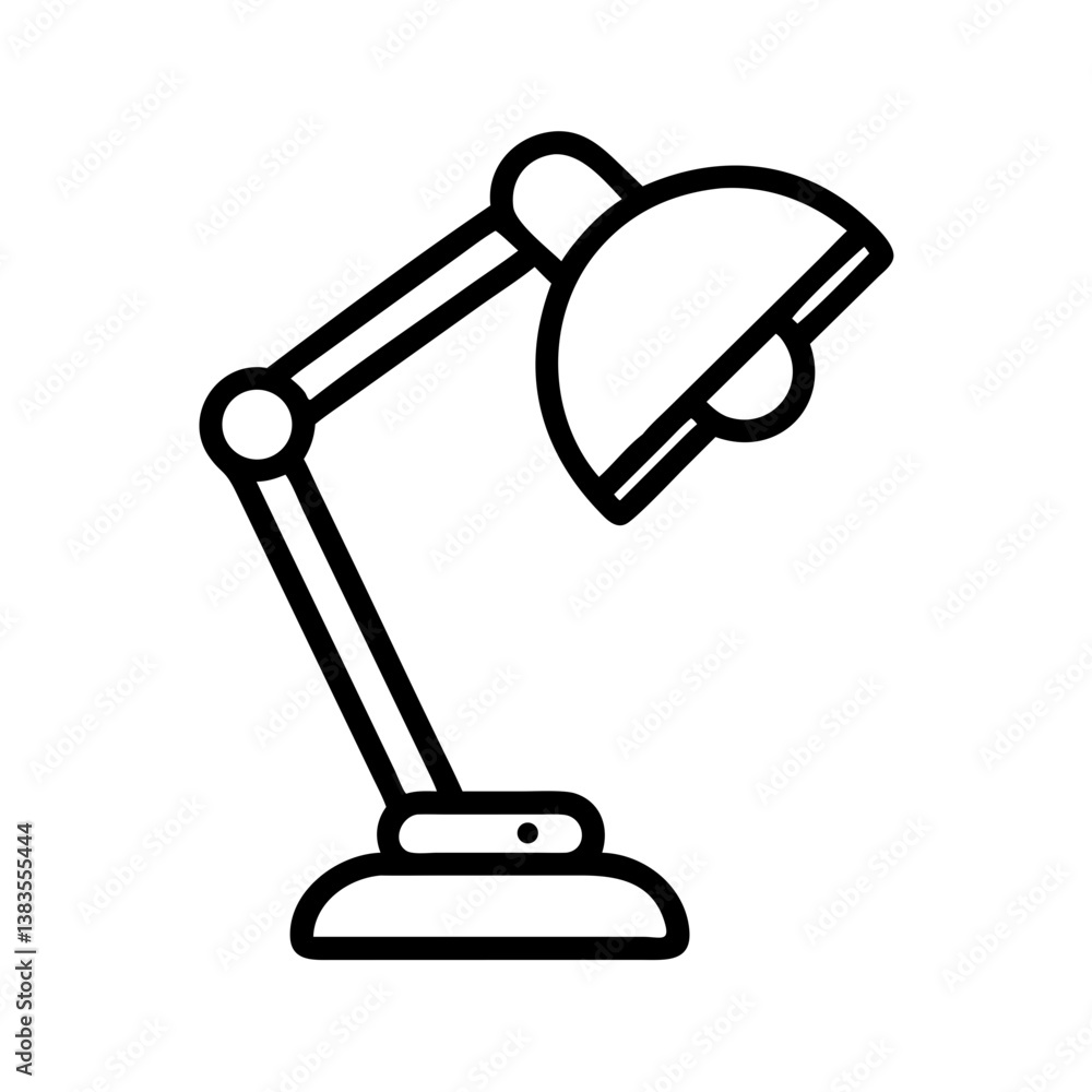 Poster simple desk lamp icon in line art style on white background