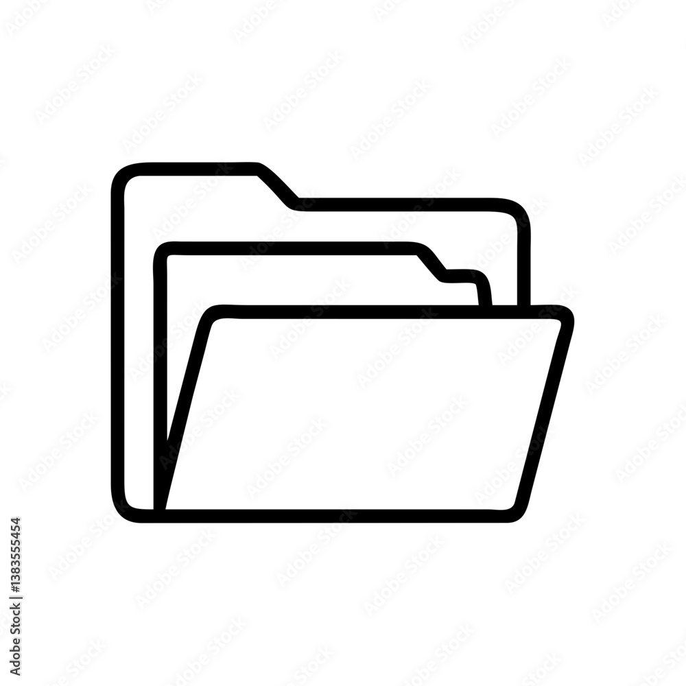Poster icon of file folders in simple line art