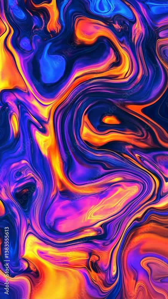 Poster bright swirling abstract design with vibrant colors and smooth patterns in a fluid artistic display
