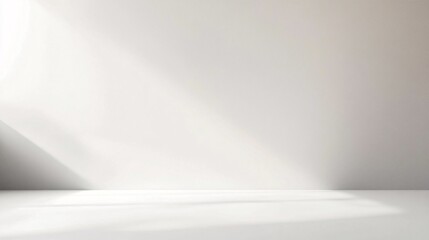 Sunlit minimalist room; empty space; light beams; background; product display