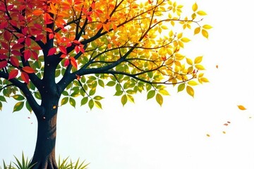 Overlaid branches and leaves on white background, tree, abstract