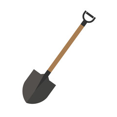 Shovel black icon. Vector illustration. Vector illustration flat design. Isolated on white background. Garden spade silhouette gardening, agriculture