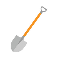 Shovel black icon. Vector illustration. Vector illustration flat design. Isolated on white background. Garden spade silhouette gardening, agriculture