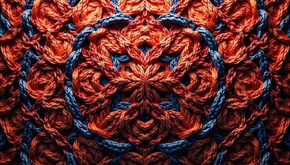 Intricate woven fabric, repeating geometric design, print, illustration