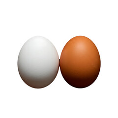 White and brown egg isolated on white background 