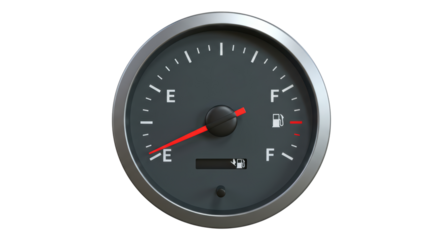 Isolated Realistic Fuel Gauge Showing Empty Level
