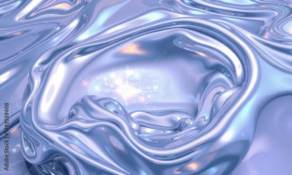 Aufkleber mesmerizing abstract image featuring smooth, reflective liquid surfaces in shades of blue and silver