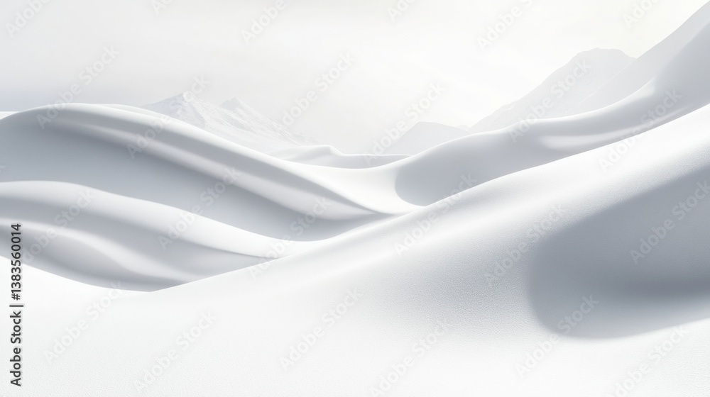 Fototapete snowy landscape features soft curves and gentle shadows, creating a calming and serene minimalist sc