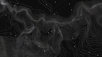 Abstract topographic map, mountain range, night, elevation lines, background for design