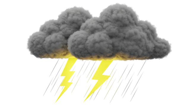 Isolated Storm Clouds with Lightning and Rain - Weather Phenomenon