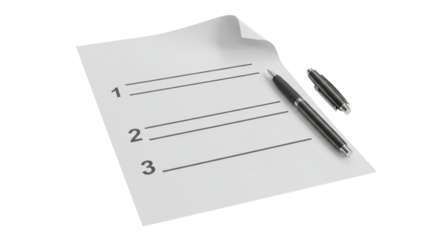 Isolated Numbered List with Pen - Organization and Planning