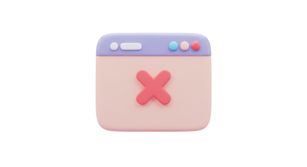 Isolated Error Message Window with Pink Cross Symbolizing Failure