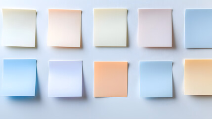 Creative organization with sticky notes white wall workspace visual content minimalist environment moody viewpoint
