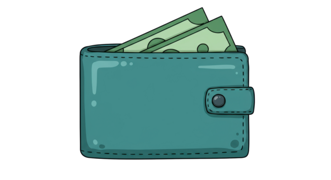 Isolated Wallet with Dollar Bills Representing Finance and Savings