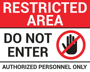 Restricted area sign with bold red and black typography stating Do Not Enter Authorized Personnel Only. Safety warning sign for high-security zones, workplaces, and restricted locations.