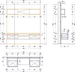 silhouette design vector illustration sketch drawing furniture wooden cupboard interior decoration room