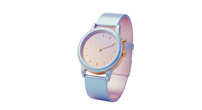 Isolated Stylish Pastel Wristwatch with Gold Trim - Powered by Adobe