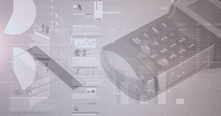 Image of statistics and data processing over payment terminal
