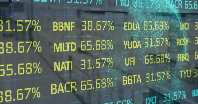 Image of financial data processing over shop interior - Powered by Adobe