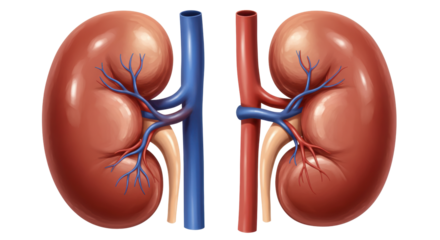 Isolated Human Kidneys Anatomy Pair Realistic