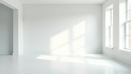 Fototapeta premium Bright, pristine white studio setting with empty space, pure, aesthetic, product