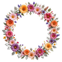 Fototapeta premium Colorful Wildflower Garden Wreath